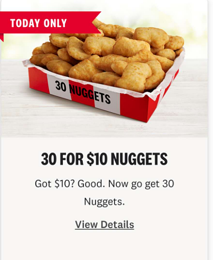 30个Nuggets特价回归！【KFC 肯德基】近期优惠集锦（组图） - 1