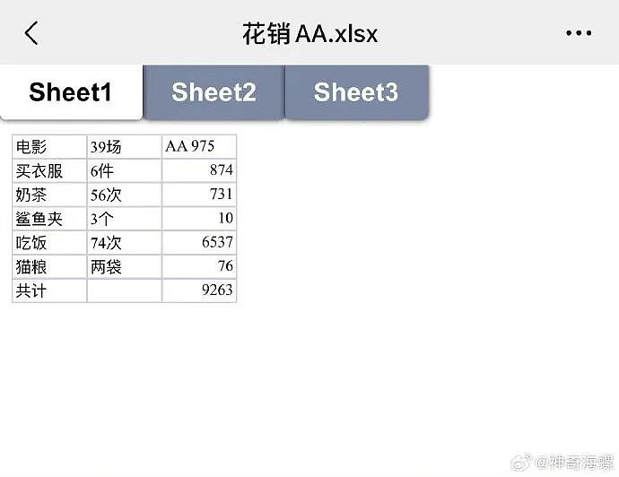 【爆笑】前男友给我发Excel表找我AA?网友无语:9.9都不忘算上(组图) - 3