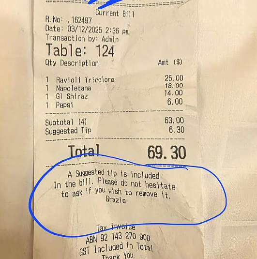 “千万别付！”澳洲餐厅吃个饭，却要多付这个！华人怒了（组图） - 3
