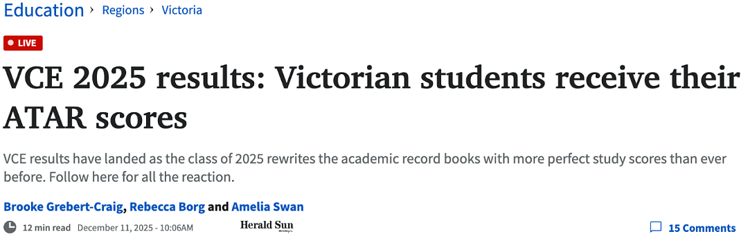 VCE 2025放榜！Haileybury一举诞生5名状元（组图） - 2