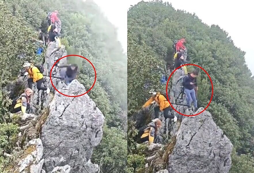 边爬山边看手机?男子脚下突崩落“坠40公尺深谷”,惊悚画面曝光(视频/组图) - 1