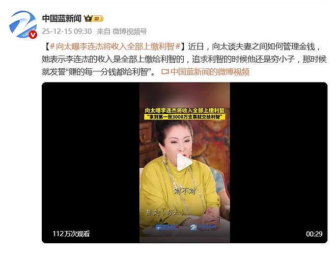 向太曝李连杰将收入全部上缴利智，追求利智的时候他还是穷小子（组图） - 1