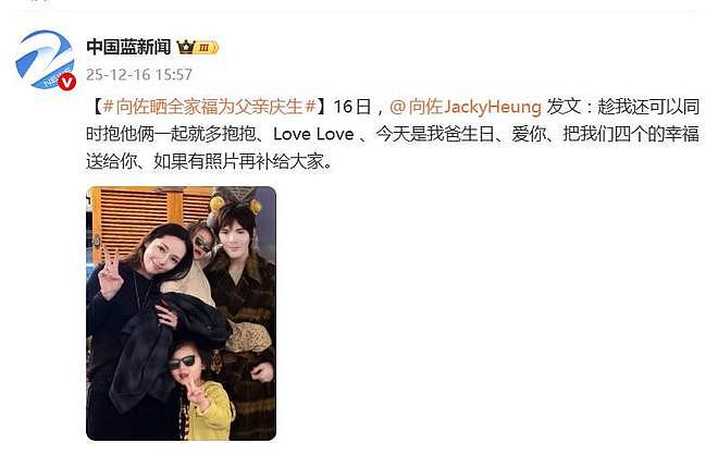 向佐晒了一家四口合照：趁我还可以同时抱他俩一起就多抱抱（组图） - 3