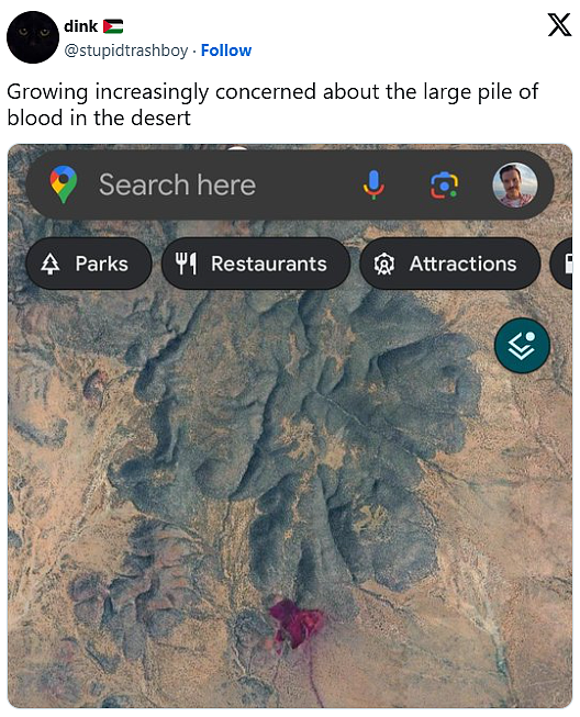 “恐怖血色”染红沙漠！Google地图这幕太惊人，背后成因曝光（组图） - 2