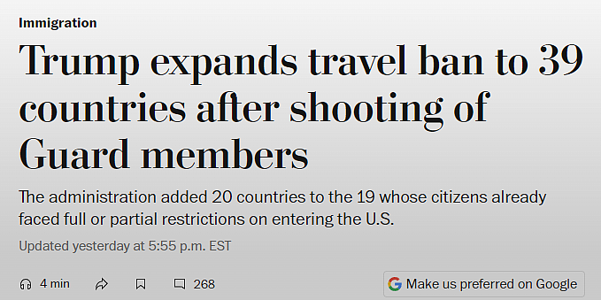 39国公民赴美受限！美国颁布新旅行禁令，哪些人不受影响？（组图） - 1