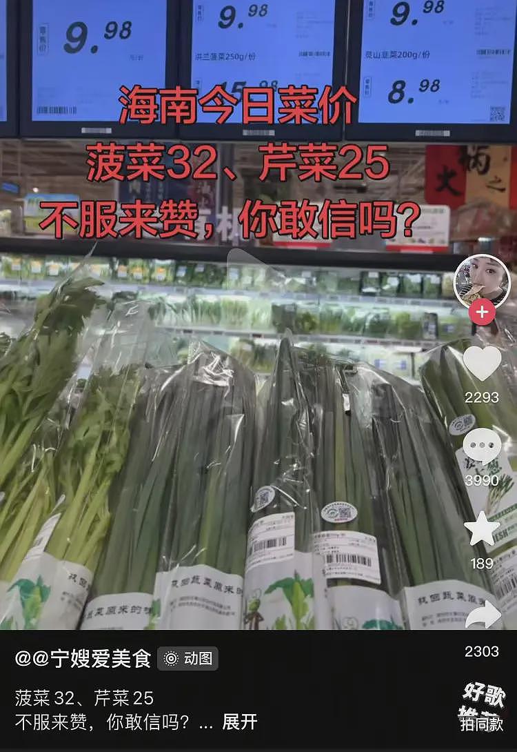海南封关之后当地网友吐槽物价变贵,油条7块菠菜32一斤(组图) - 1