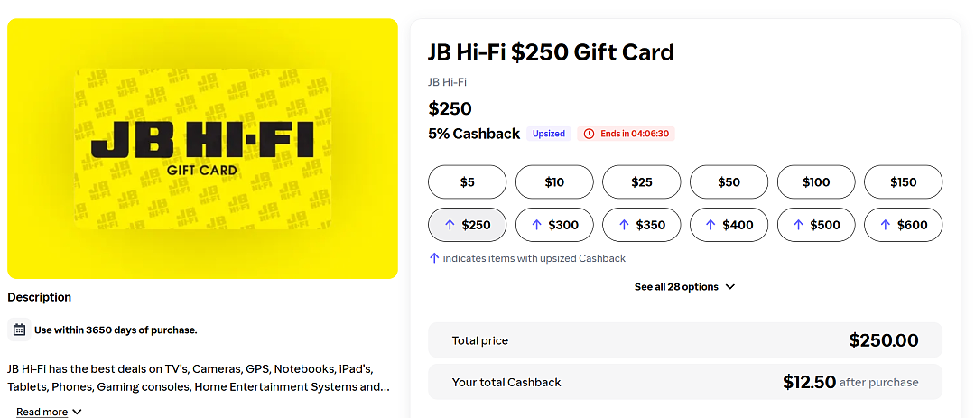 【JB Hi-Fi】礼物卡特卖（组图） - 2