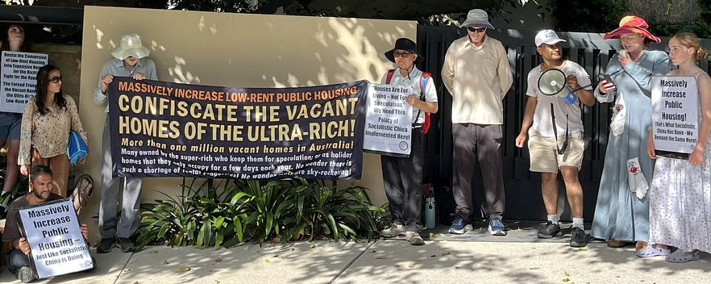 悉尼达令角举行公共住房抗议集会：呼吁没收超级富豪空置豪宅，缓解澳洲租房危机（组图） - 1