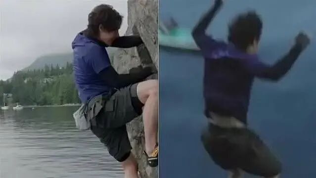 王一博温哥华附近坠海，攀岩手滑瞬间坠落！全程无保护掉入水中（视频/组图） - 1