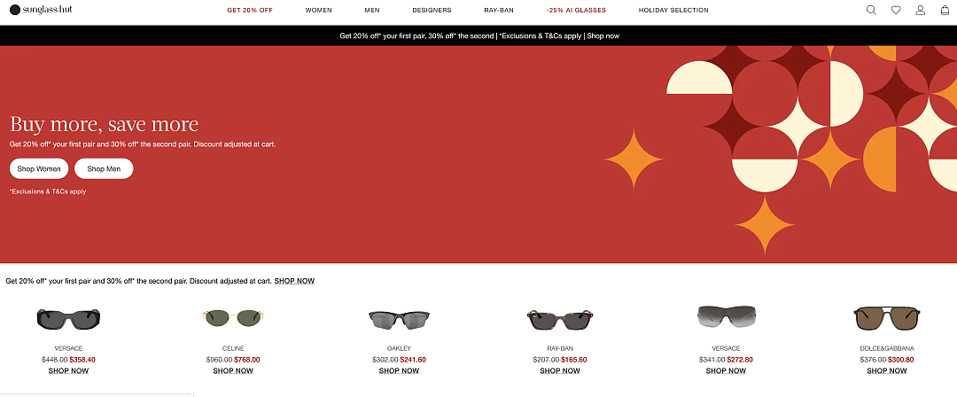 抓紧!【Sunglass Hut】大牌墨镜 澳洲官网 折上折特卖 + 送50刀(组图) - 1