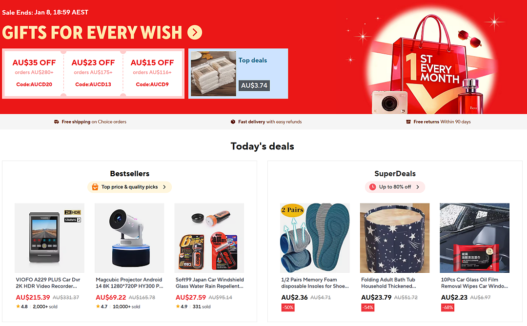【AliExpress】澳洲站海量商品特卖 + 折上折(组图) - 1