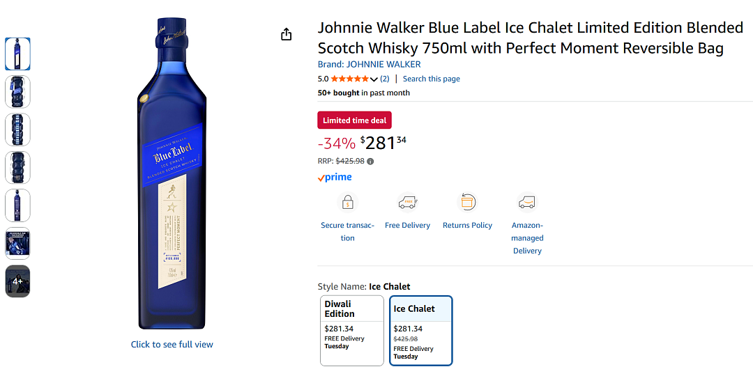 抓紧!【Amazon亚马逊】Johnnie Walker 蓝牌限量版威士忌特价(组图) - 1