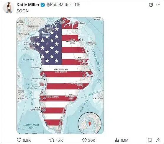 特朗普:委内瑞拉可能不会是美国干预的最后一个国家,“我们绝对需要格陵兰岛”!美高官妻子发文暗示“很快”,丹麦首相最新发声(组图) - 2