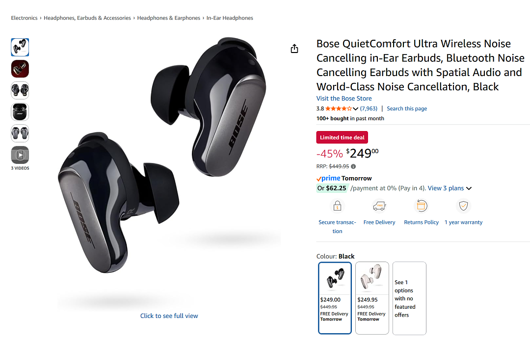 划算！【Amazon亚马逊】澳洲 BOSE高品质QuietComfort Ultra耳机 55折（组图） - 1