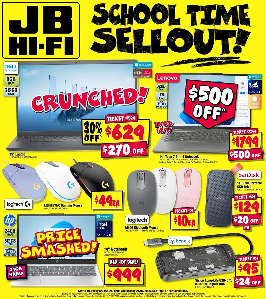 【JB Hi-Fi】1月8日至21日返校季优惠目录(组图) - 1