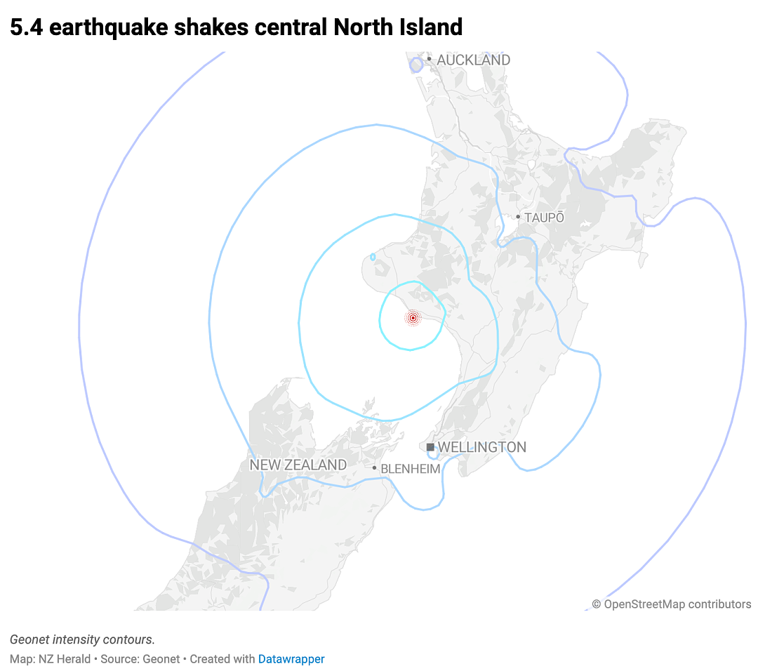 新西兰中部5.4级地震,1.4万人有震感;奥克兰北岸酒铺遭抢,4人被捕,2人持砍刀;奥克兰罚单最狠街道公布(组图) - 1