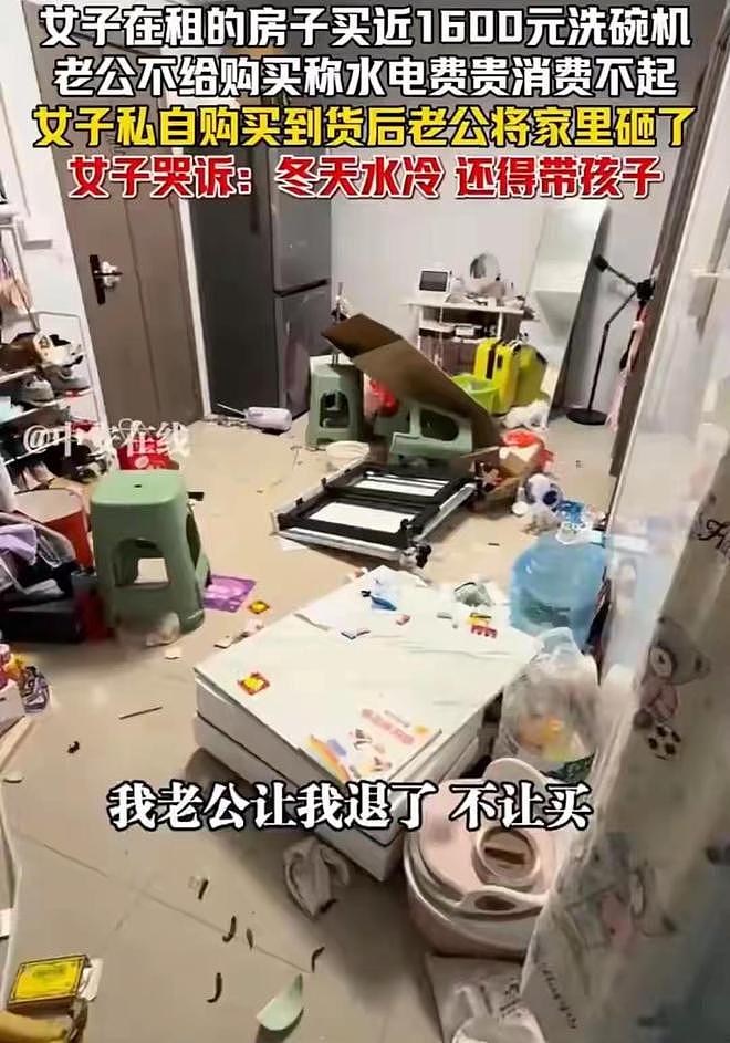 女子买洗碗机，老公嫌水电贵消费不起，把家砸了（组图） - 2