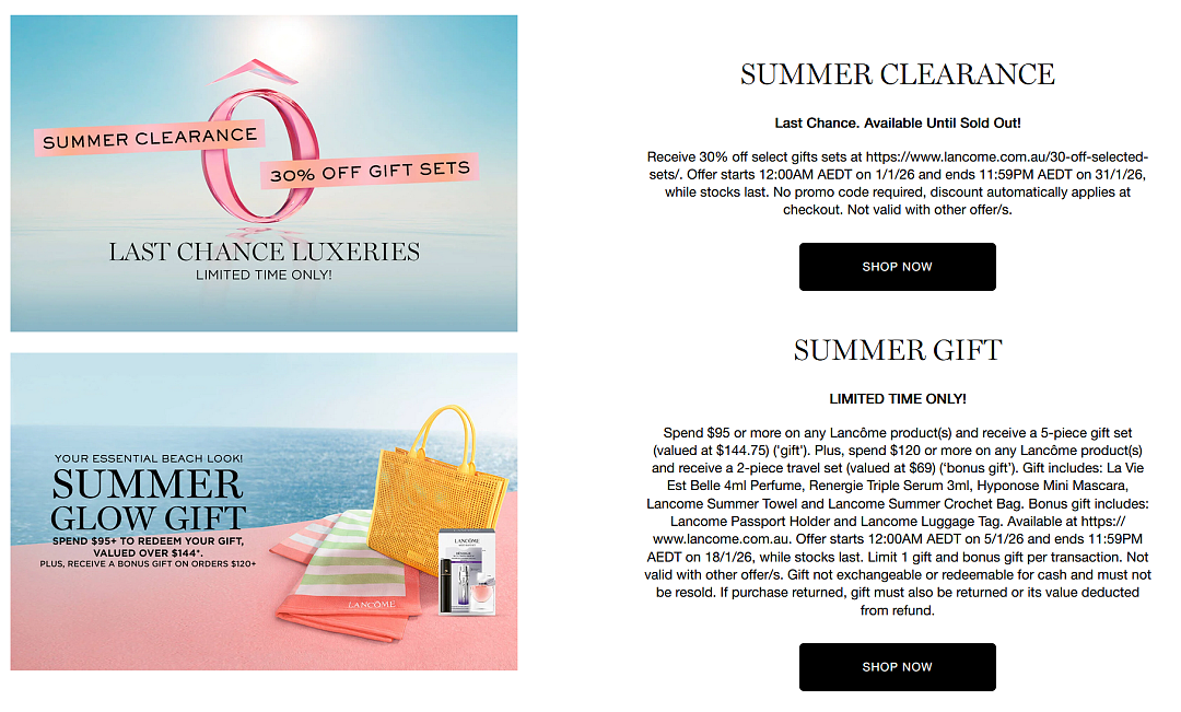 好机会！【Lancome兰蔻】澳洲官网 送礼包 + 再减20% + 再送30刀（组图） - 1