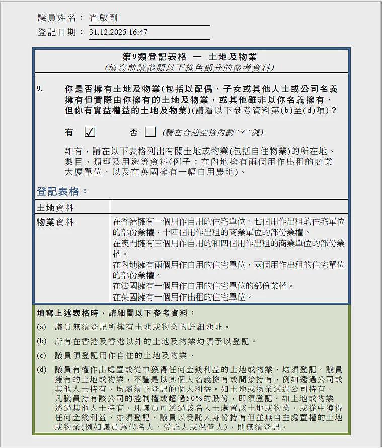 霍启刚主动公开个人财产，35套物业曝光，多项房产与郭晶晶共同持有（组图） - 2