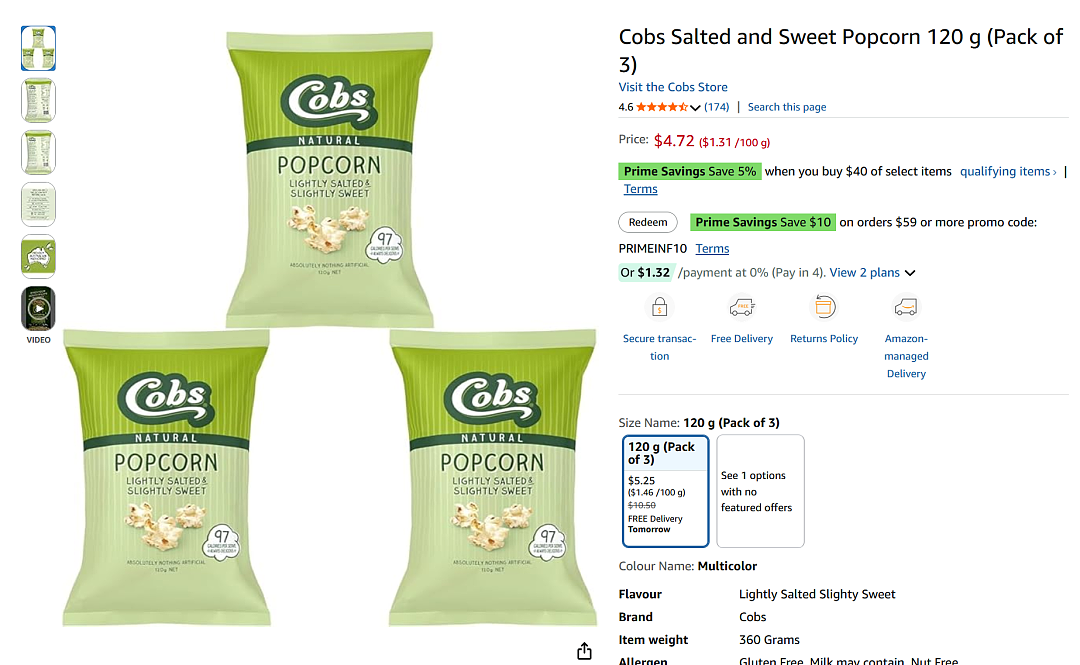 单纯馋!【Amazon亚马逊】澳洲Cobs Popcorn 囤起来(组图) - 1