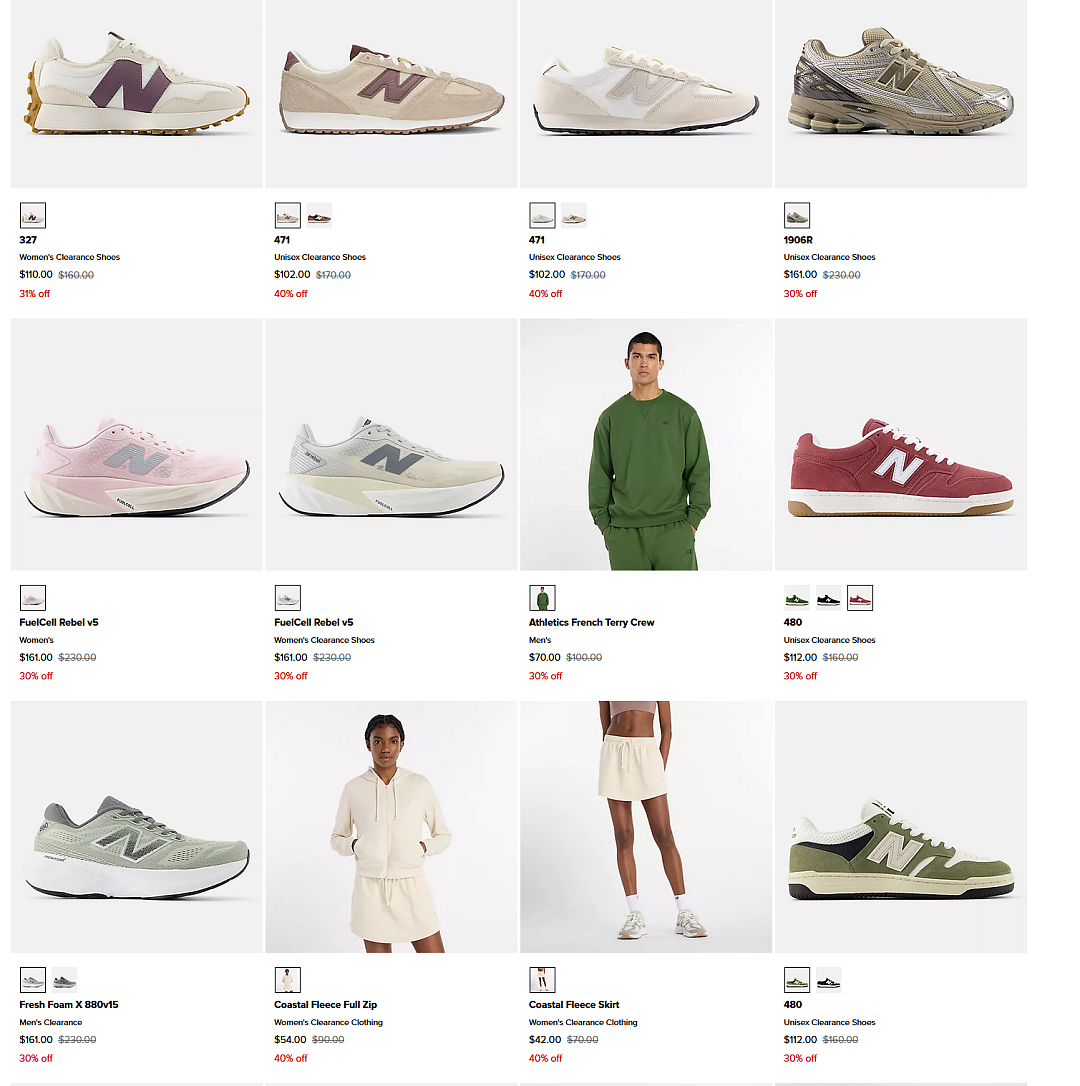 好机会！【New Balance】运动鞋及服饰限时折上折（组图） - 1