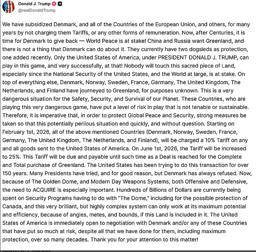 特朗普自封“关税王”，为格陵兰向盟友加税！八国怒斥“勒索”（组图） - 2