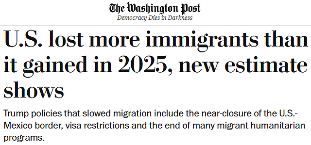 半个世纪首次！2025年美国移民流出量首次高于流入量，今年新移民或继续减少（组图） - 1