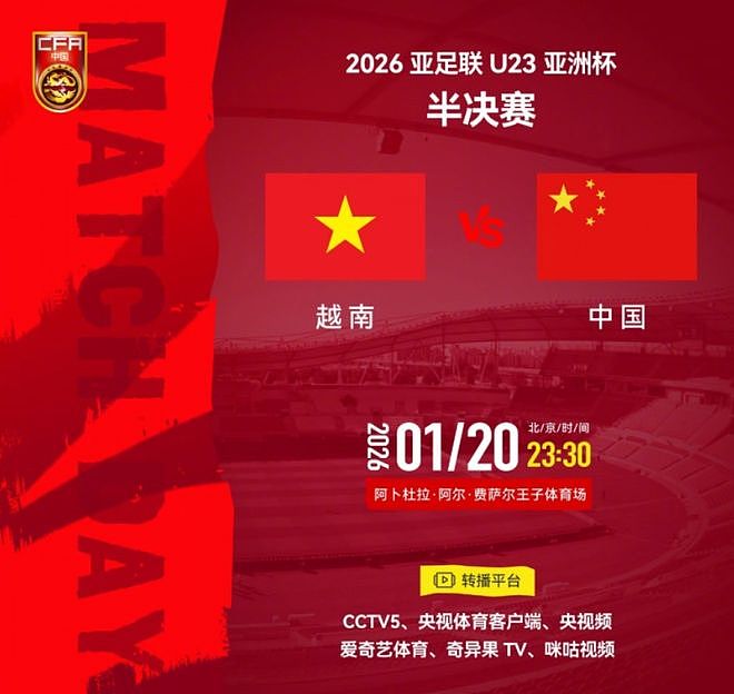 U23亚洲杯今晚决赛对阵出炉!数据证明,中国队赢越南难了(组图) - 1