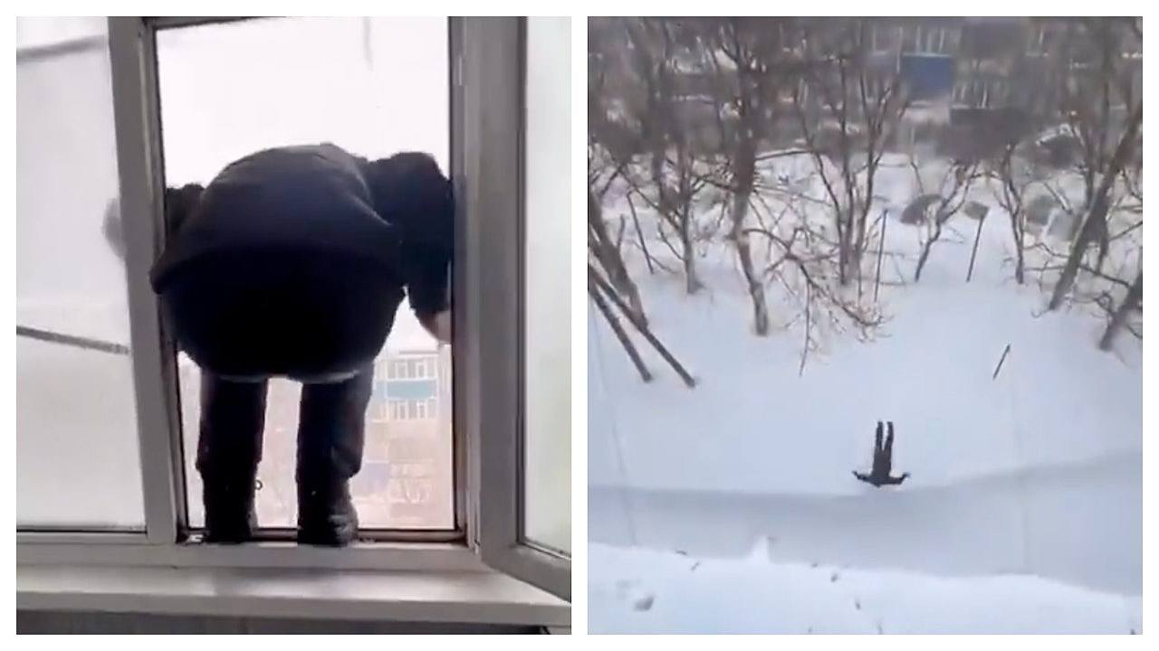 俄罗斯堪察加半岛罕见暴雪,民众疑跳楼出街却安然无恙(视频/组图) - 1