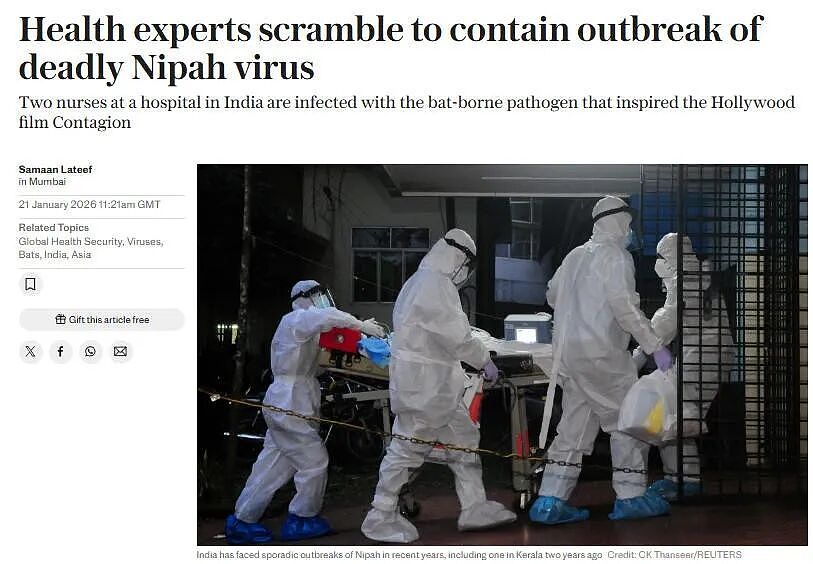 吓人!印度爆发尼帕病毒,致死率可达7成?亚洲各国紧张中...(组图) - 2