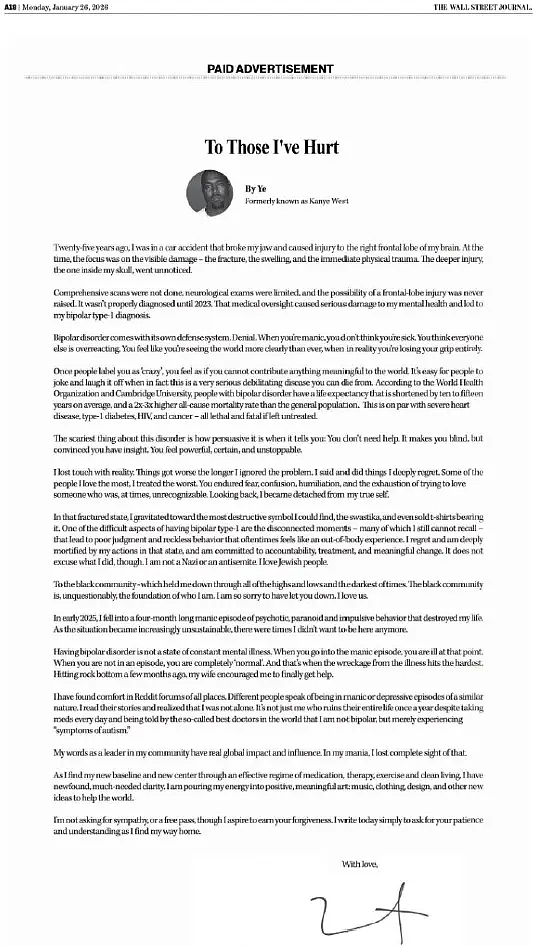 侃爷登报道歉，承认自己脑子坏掉！网民：为啥让老婆半裸出街…（组图） - 2