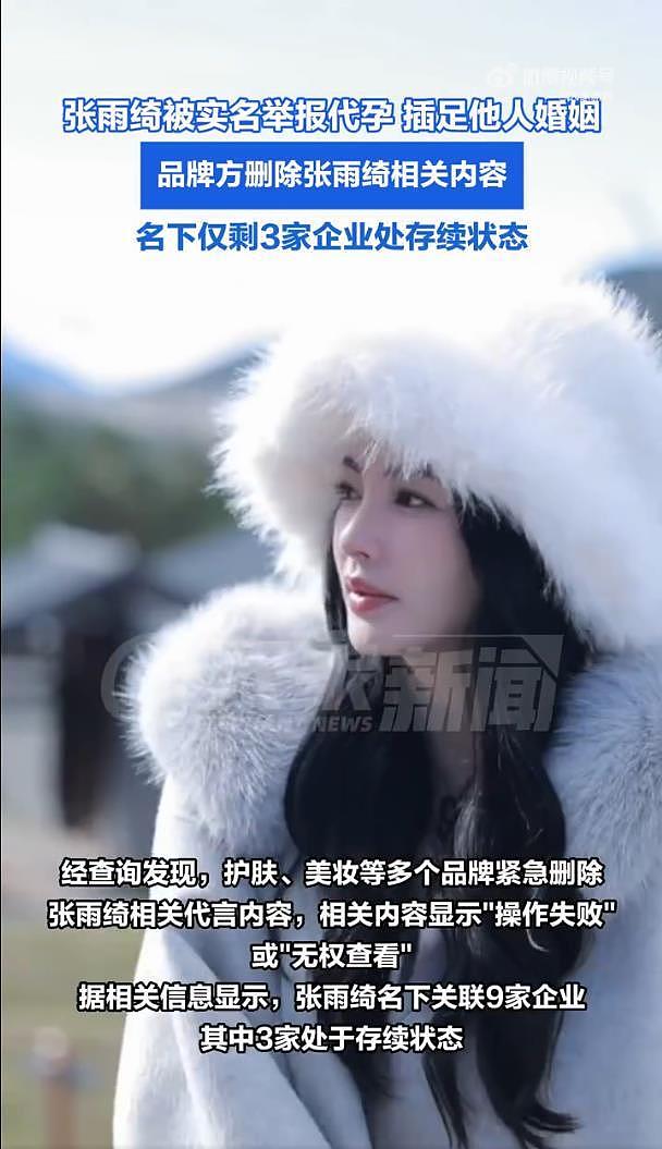 张雨绮多个商务代言被取消，被实名举报代孕、插足婚姻（组图） - 3