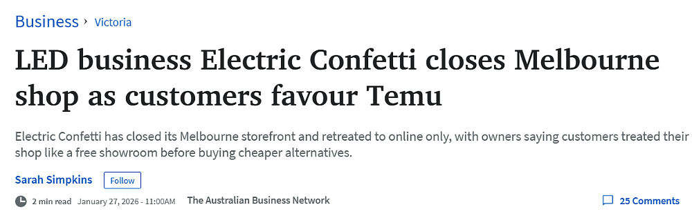 “Temu杀死了我们的店！”墨尔本知名本地品牌宣布，关闭线下门店（组图） - 1