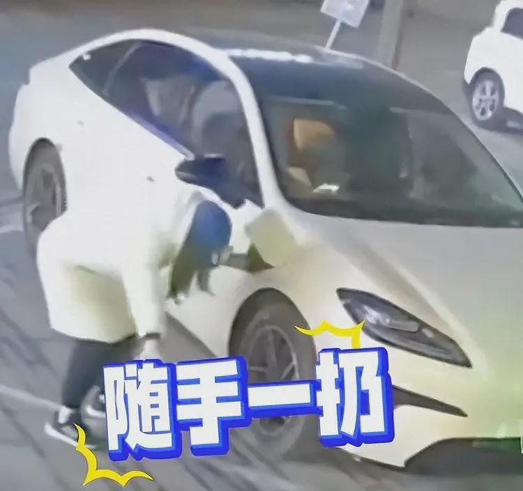 女子把充电枪扔地上碾压后续:车牌曝光已社死,恶心事不止一件(组图) - 1