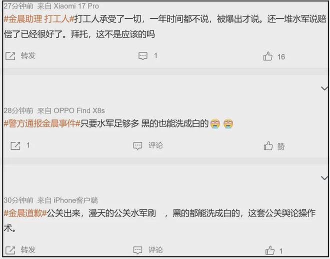 金晨被质疑下水军洗白,甩锅式公关翻车,网友吐槽她把助理当死士(组图) - 15