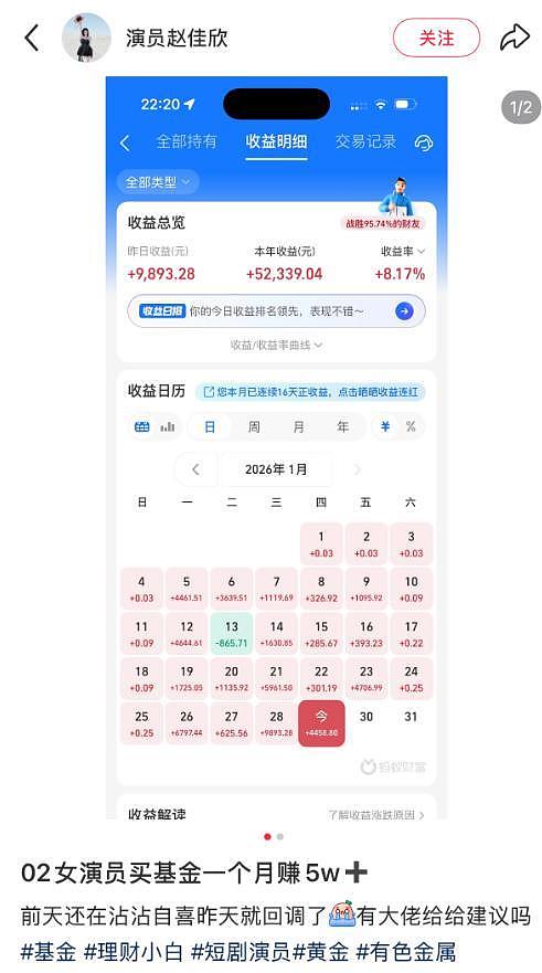 “刚吃口肉就被割！”女演员晒收益：刚赚5万又亏2万！网友：多么痛的领悟（组图） - 3