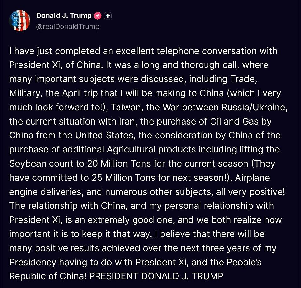 中美元首通话!特朗普:与习近平谈贸易及台湾议题,期待4月访华(组图) - 3