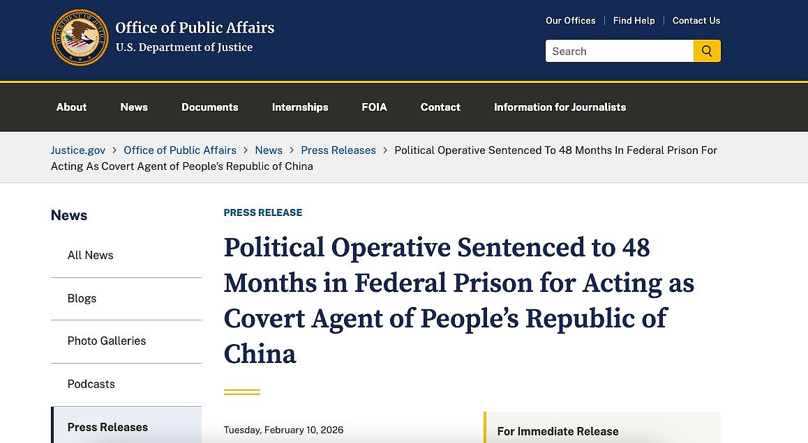 加州华裔男子非法充当中国代理人,判监4年(组图) - 2