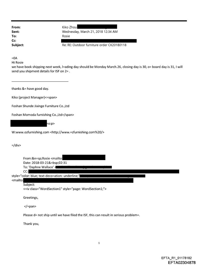 爱泼斯坦也爱佛山订制家具?邮件揭曾用阿里巴巴搜家私运往美国(组图) - 7