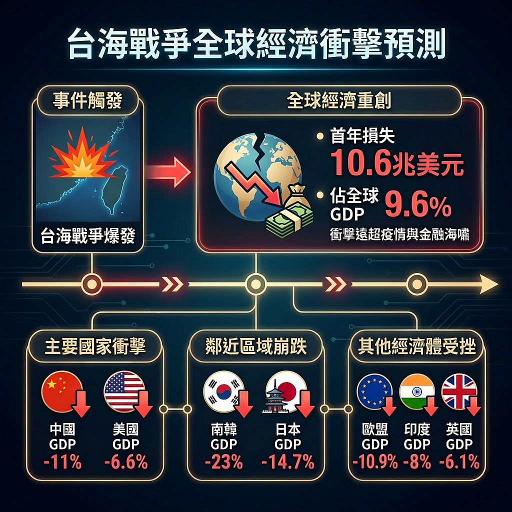 台海若开战代价多大?彭博社经济研究报告:全球恐蒸发10兆美元(组图) - 2
