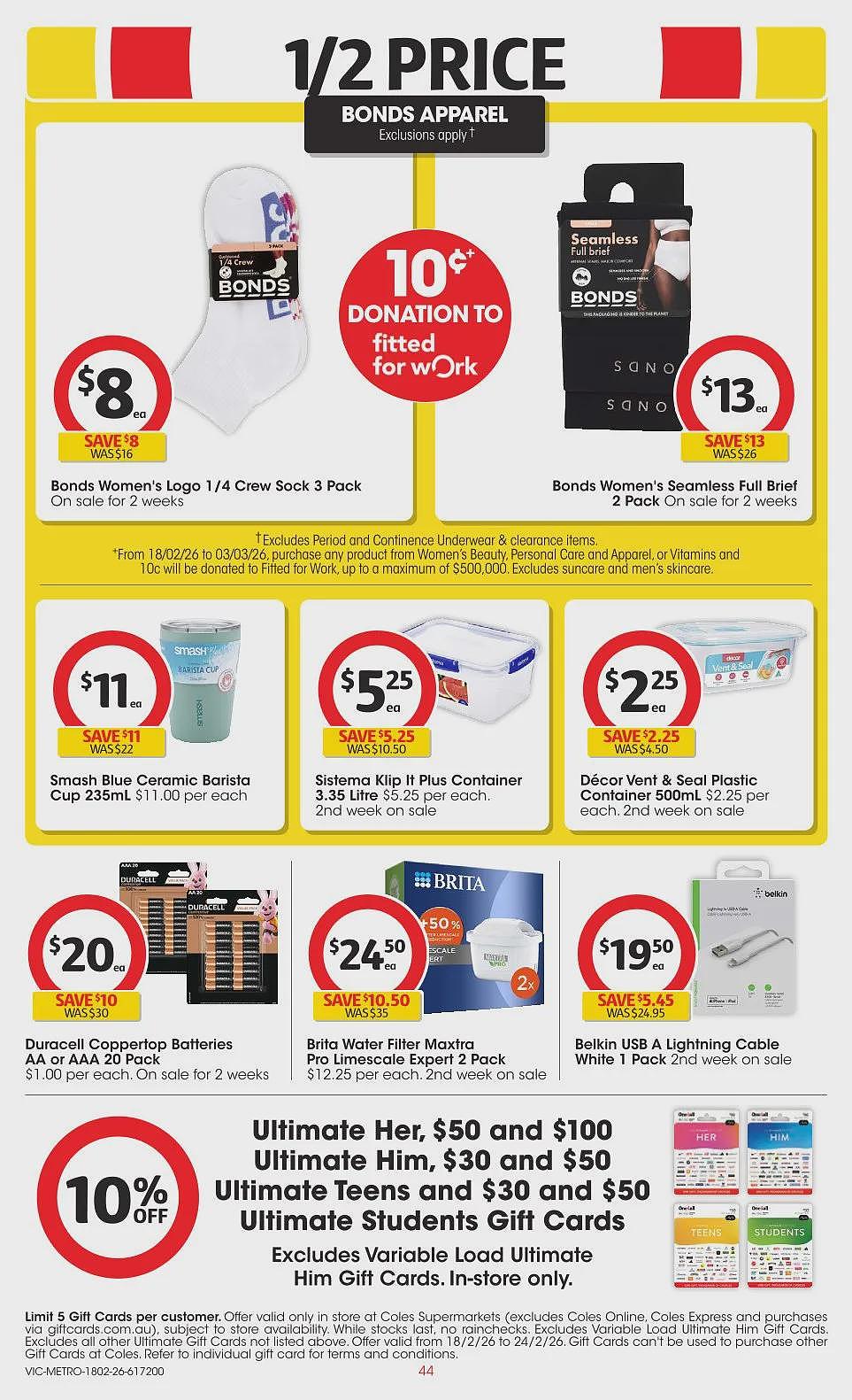 买Myer礼物卡送积分活动回归!【Woolworths& Coles】2月18日至24日 优惠目录(组图) - 99