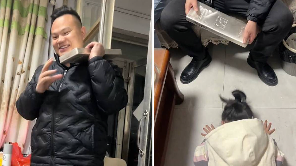 15公斤“红包”!山东舅舅年夜饭,搬$32万银砖做压岁钱(组图) - 1