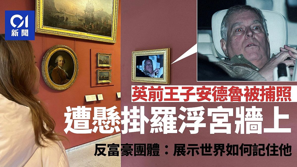 安德鲁被捕照罗浮宫“快闪贴堂”!讽刺团体:让世界记住他(组图) - 1