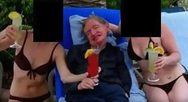 霍金与比基尼女子合影引爆网络!霍金家人回应:系护理人员(组图) - 1