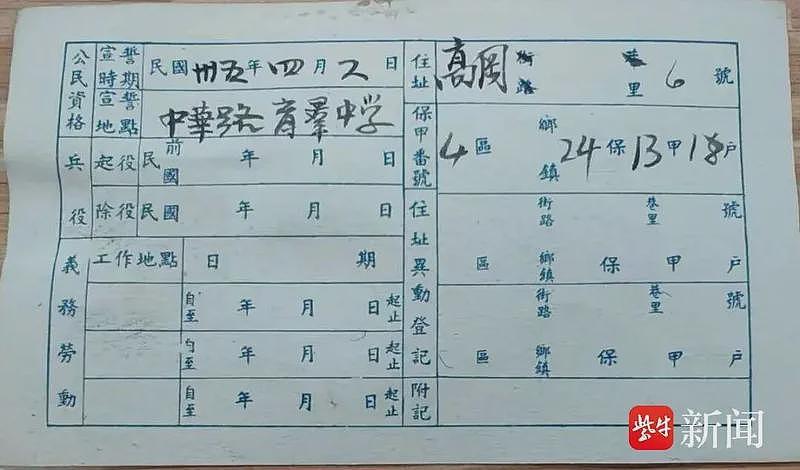 谷爱凌外婆户籍卡曝光，77年前的学生照气质惊艳（组图） - 3