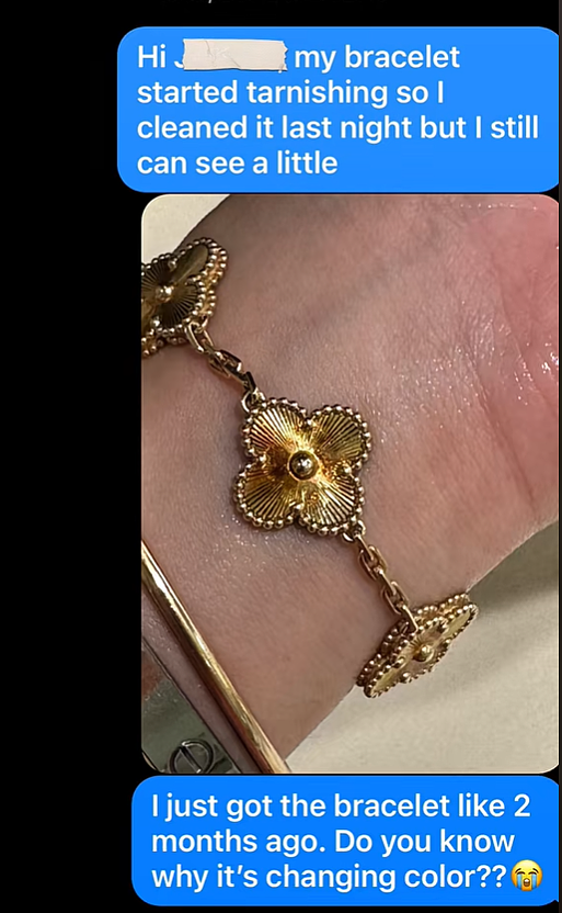 妹子花$6150买个18K金的梵克雅宝手链,2个月后竟变色了!怒去检测,结果...(组图) - 2