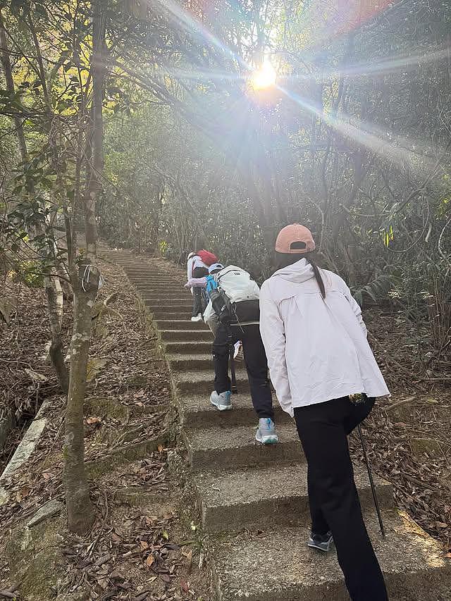 郭晶晶率全家爬山，3个孩子背重包前行，一点也不娇气（组图） - 3