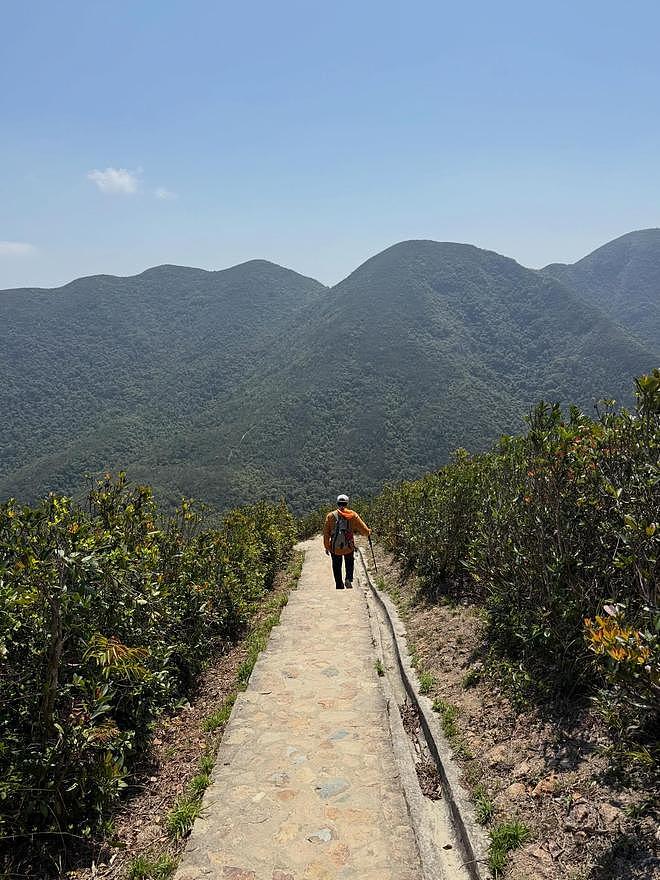 郭晶晶率全家爬山，3个孩子背重包前行，一点也不娇气（组图） - 5