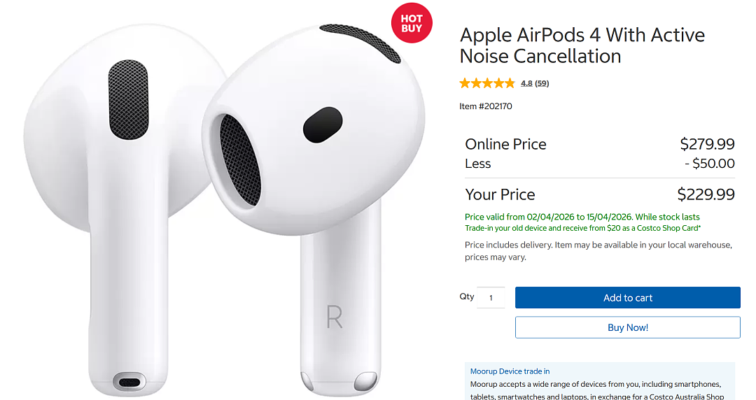 【Costco】Apple AirPods 4 特价(组图) - 1