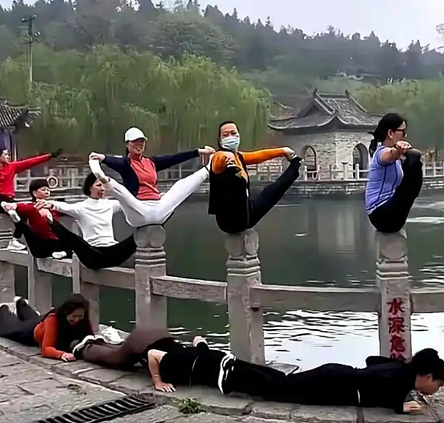 石柱极限瑜伽爆红！河南大妈高难度动作晒太阳，网民：地上爬那两个太诡异（视频/组图） - 8